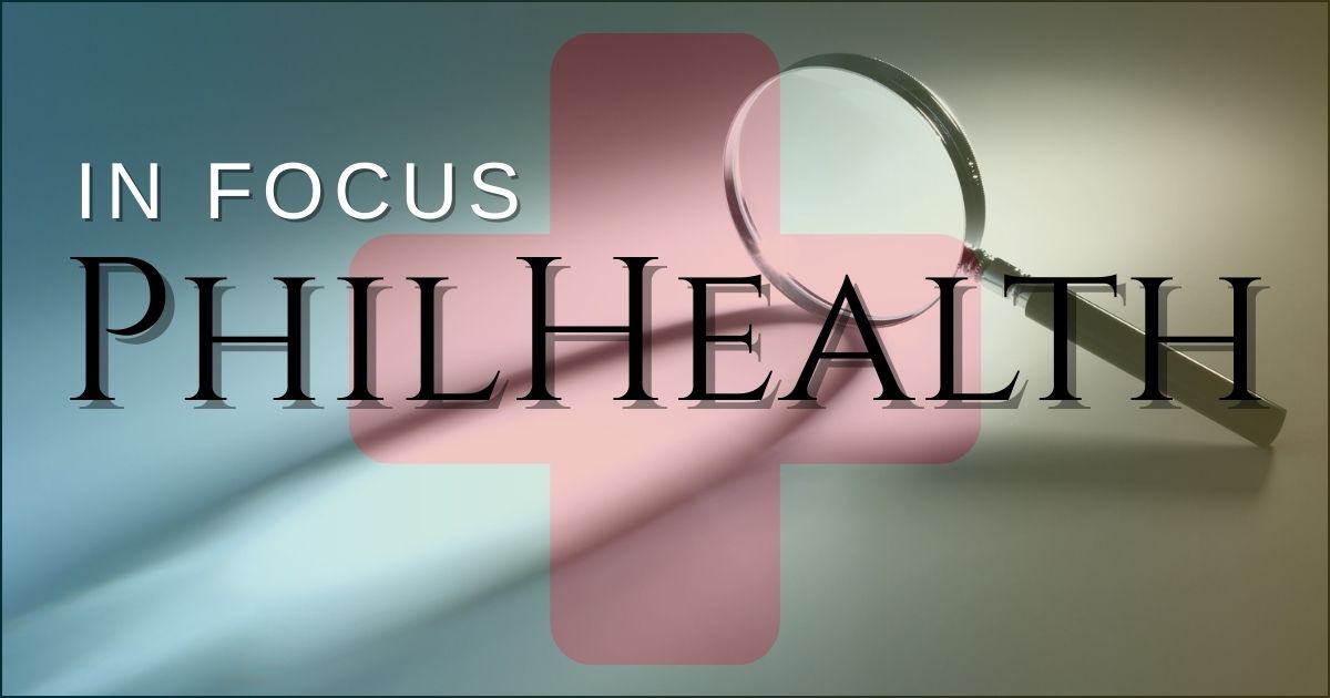 PhilHealth logo with medical cross in the background representing public healthcare in the Philippines