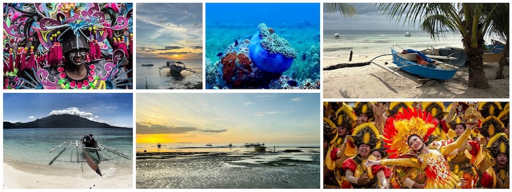 Collage of beautiful retirement destinations in the Philippines, including beaches, mountain towns, and vibrant cities — ideal spots for expats seeking scenic and affordable living